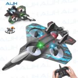 RC Fighter Jet Drone with 360 rotation and LED lights for kids