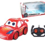 Cartoon Racer Face RC Car red toy car with expressive eyes and remote control