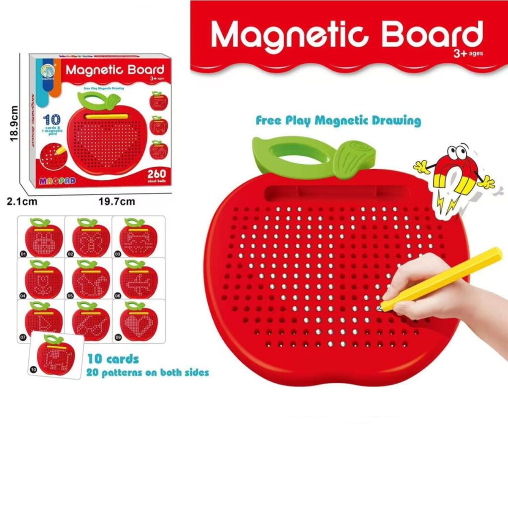 Magnetic Drawing Board for Kids - apple shaped design with pattern cards