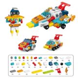 Building Blocks Spaceship Set - 4-in-1 buildable spaceship, cars, and robot toy
