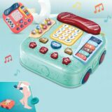 Baby Musical Telephone Learning Toy with piano keys and pull-along wheels