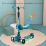 3-in-1 Kids Scooter teal with removable seat and LED light-up wheels