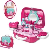 Beauty Vanity Handbag Toy - pink handbag with mirror, hairdryer, and jewelry