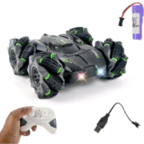 All-Terrain Drift RC Car with Rechargeable Battery & LED Headlights 9 Drift RC Car black and green with rechargeable battery and USB cable