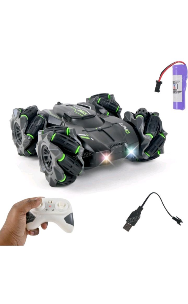 Drift RC Car black and green with rechargeable battery and USB cable