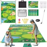 Kids Golf Game Play Set with chipping mat, club, and accessories