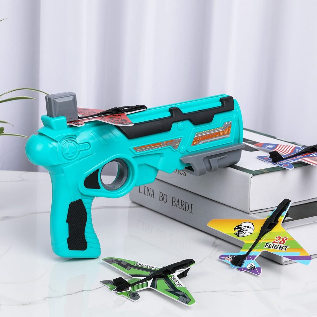 Foam Plane Launcher Toy with colorful glider planes for kids