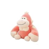 Soft Plush Monkey Toy - Pink Cuddly Stuffed Animal 4 Plush Monkey Toy pink and cream soft stuffed animal with smiling face