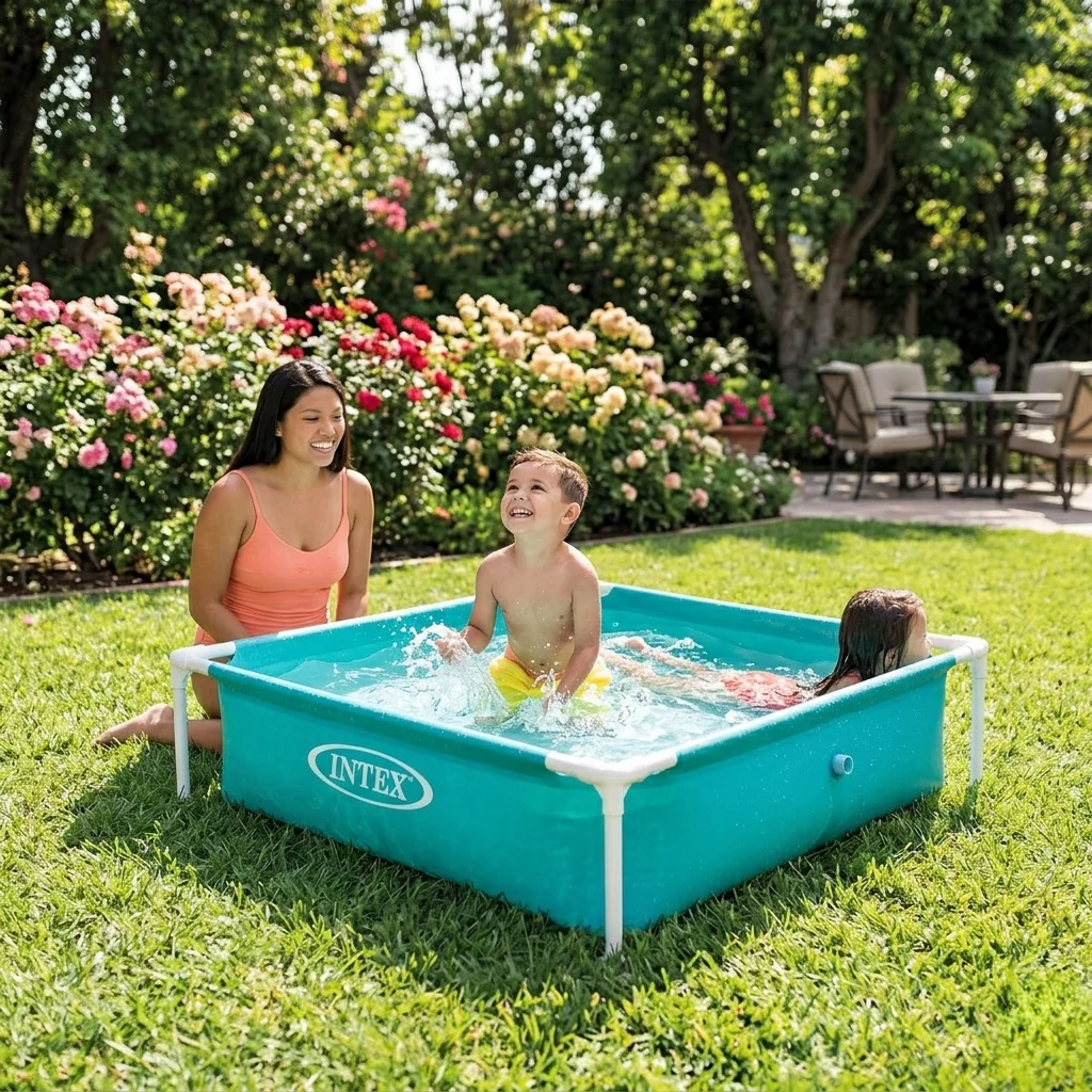 Intex Small Square Frame Pool teal color for toddler water play